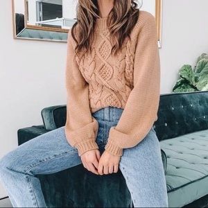 Tommy Hilfiger Camel Cable Knit Sweater